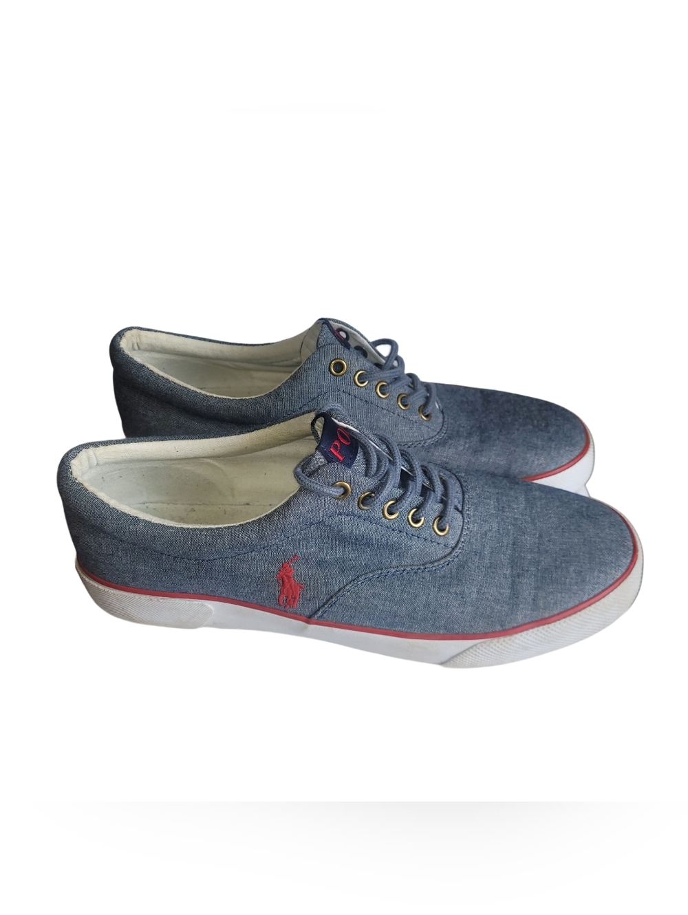 Polo Ralph Lauren Men’s Blue Chambray Canvas Lace-Up Shoes Size 10.5